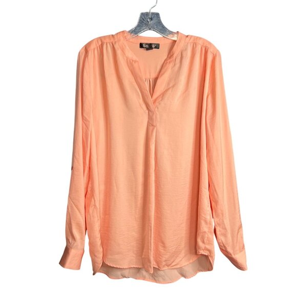 Renuar Peach Long Sleeve Blouse With Roll Tab Sleeves L - Picture 1 of 7